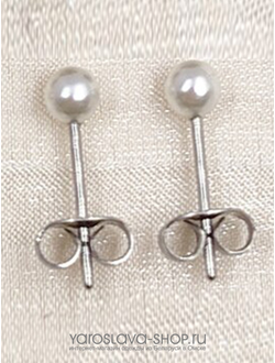 АЛ-213.  Серьги пусеты жемчужины.