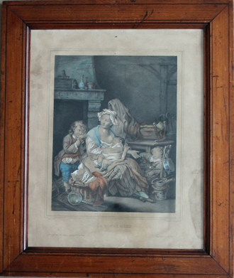 "Хорошая мать" гравюра, акварель, белила Jean Baptiste Greuze / Ange Louis Guillaume Lesourd-Beauregard 1840-е годы