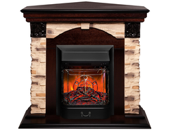 Угловой электрокамин Dublin Rock AO с очагом Majestic