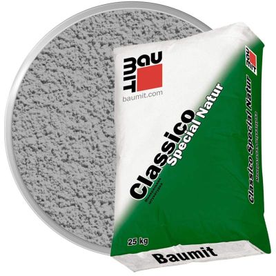 Минеральная декоративная штукатурка BAUMIT Classico Special Natur Серая Шуба 2 мм 25 кг