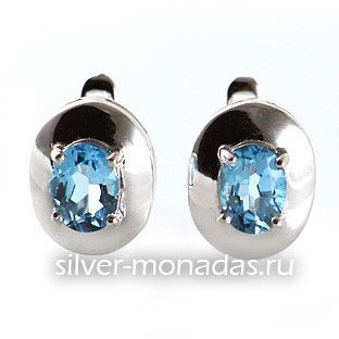 Серьги из серебра 925 пробы с голубыми топазами (С-220ГТ)