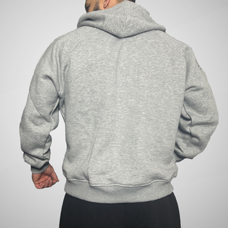 Худи с капюшоном кенгуру NEBBIA серый меланж