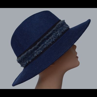 Синяя фетровая зимняя шляпа женская Vizio Италия 6133 AF