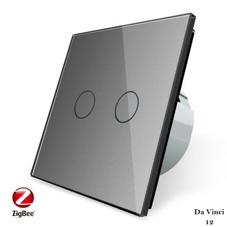 Двухклавишный сенсорный выключатель livolo с wifi серого цвета