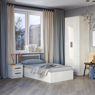 Кровать Фиеста 90х200 дуб крафт белый