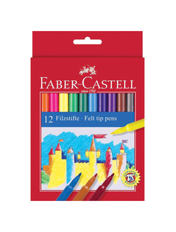 Фломастеры FABER-CASTELL, 12 цветов, смываемые, картонная упаковка, европодвес, 554212, 3 набора