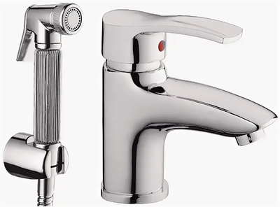 Смеситель для раковины однорычажный, с гигиеническим душем, Латунь, Хром, Accoona A9203