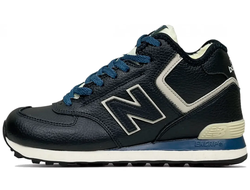 New Balance 574 Mid Blue Leather с мехом
