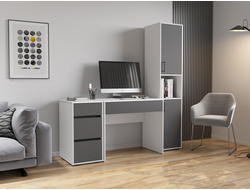 Композиция набора офисной мебели ОСКАР белый структурный/графит