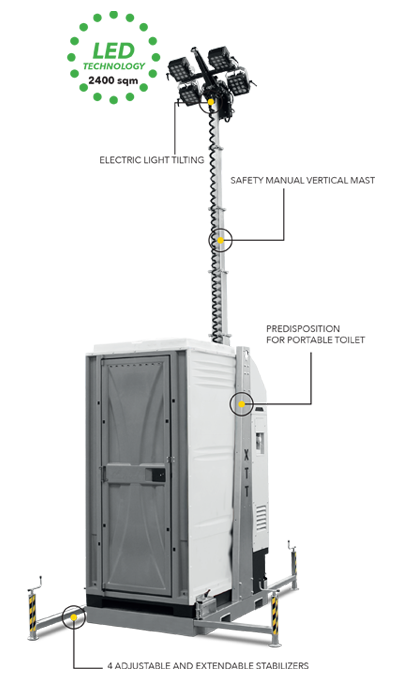Гибридная осветительная вышка с биотуалетом TRIME X-TT