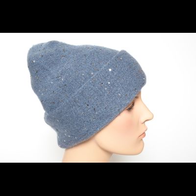 Голубая шапка вязаная с отворотом Vizio Италия 6943 CRY