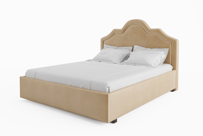 Кровать  двуспальная, MyCloud Ирис с подъемным механизмом, бельевым ящиком, мягкое изголовье, фигурная спинка