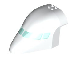 Aircraft Fuselage Forward Top Curved 8 x 12 x 6 with 6 Window Panes with Molded Trans-Light Blue Glass Pattern, White (67241pb01 / 6296021)