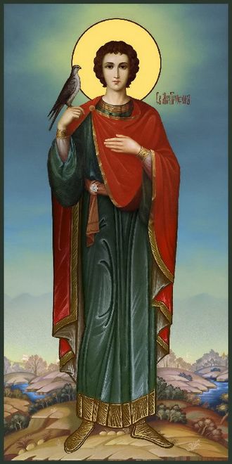 Трифон, Святой мученик. Рукописная мерная икона.