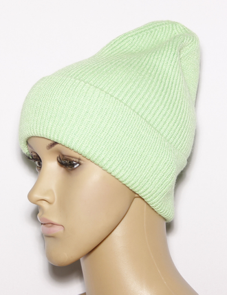 Шапка женская "Мелкая резинка одинарная" 965 оранжевая, салатная, чёрная, лимон, св.бежевая, красная, жёлтая, пудра