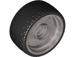 Wheel 24 x 12 with Pin Hole with Molded Black Hard Rubber Tire Pattern, Flat Silver (72206pb01 / 6438086)