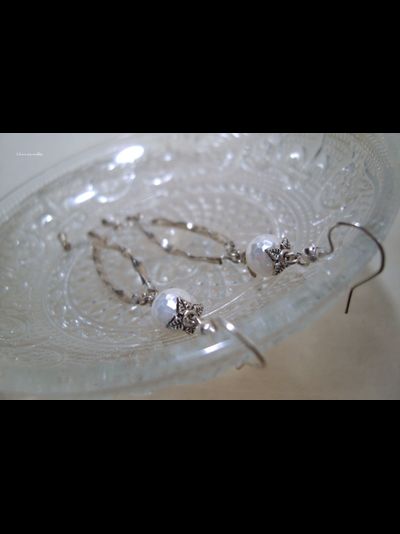 Длинные серьги &quot;Льдинки дождя&quot; с гранёным жемчугом