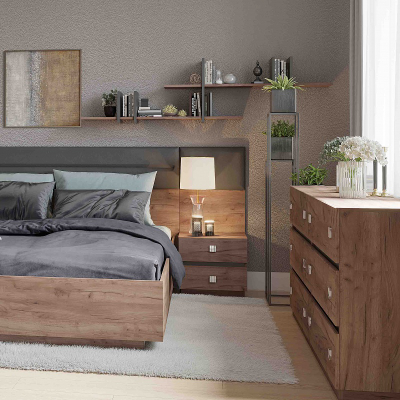 Композиция спальни NEO (НЕО) Дуб табачный Craft