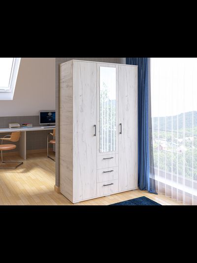 Шон-12 Шкаф распашной с зеркалом 2100х1200х540 Крафт светлый