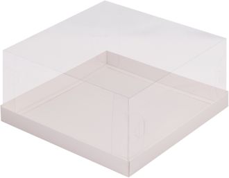 Коробка для торта с прозр. куполом (белая), 225*225*110мм