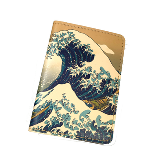 Обложка на автодокументы с принтом "Большая волна в Канагаве"