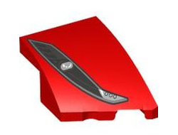 Wedge 3 x 2 Right No Studs with Ferrari Car Headlight, Black and Dark Silver Casing, Silver Bulb Pattern, Red (80178pb005 / 6437896)