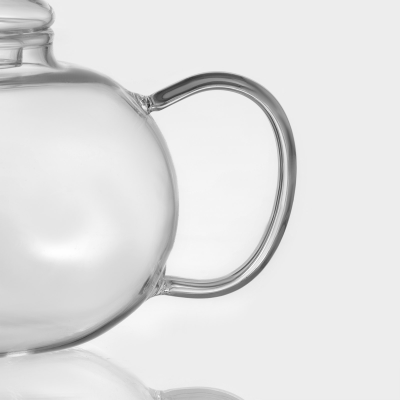 Чайник со стеклянной крышкой и со стеклянной колбой, 400 мл