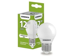 Лампа светодиодная шар E27 12Вт 230В холодный свет Generica