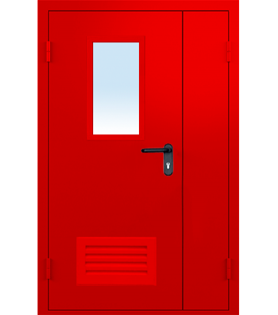 ДВЕРЬ МЕТАЛЛИЧЕСКАЯ ПРОТИВОПОЖАРНАЯ ДПМО-2-А остекленная с вентиляционной решеткой