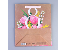 Пакет крафтовый вертикальный «8 марта», 270х230х115 мм