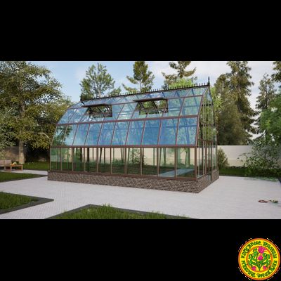 Базовая комплектация теплицы из стекла и алюминия “Леонардо” размером 5000 х 8000 мм