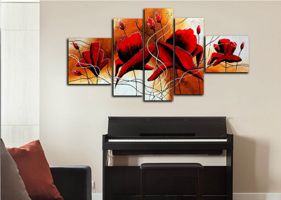 Модульная картина "Красные лепестки"