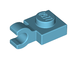 Plate, Modified 1 x 1 with Open O Clip Horizontal Grip, Medium Azure (61252 / 6176255)