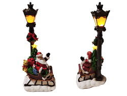 Фонарь новогодний со светодиодами "Дед Мороз в санях", 16*12*39см