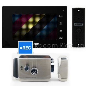 Kocom KCV-A374SD black + KC-MC20 black + Lock комплект видеодомофона с памятью