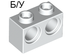 ! Б/У - Technic, Brick 1 x 2 with Holes, White (32000 / 3200001) - Б/У