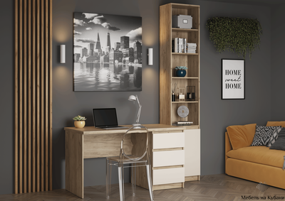 Бостон стол письменный Дуб Крафт серый/Кашемир