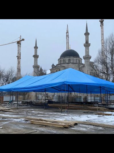 Тент Тарпаулин строительный 4х8 м, шаг люверсов 0,5 м, плотность 180 г/м2 МТ-ПАК ТОРГ