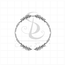 штамп рамка круглая из листиков и кружочков