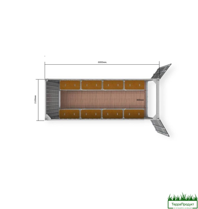 Стационарная камера Терра-Медиум (6х2,16х2,06 м.п.) 8 стеллажей