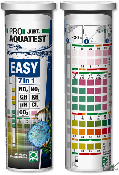 Тест 6 в 1 JBL EasyTest, тест полоски, pH,KH, GH,NO2,NO3, 50 шт