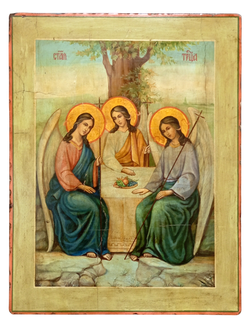 Троица Святая. Рукописная икона.