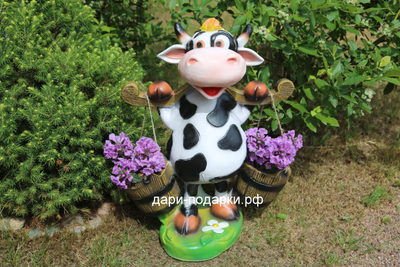 Кашпо Корова с двумя кашпо 50*40см  полистоун пр-во Россия  4148/016732*