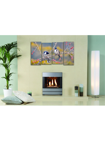 Модульная картина "Свирестелы на веточке"