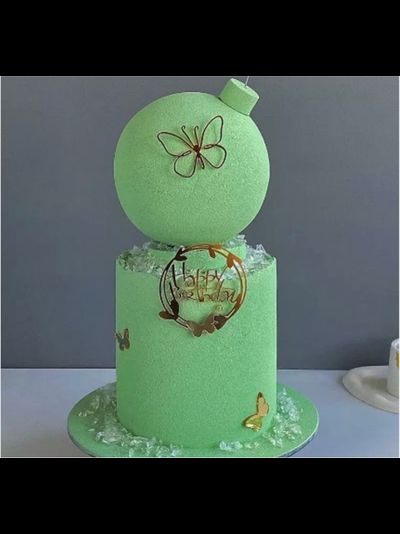 Набор Топпер акриловый Happy Birthday с бабочками (золото)