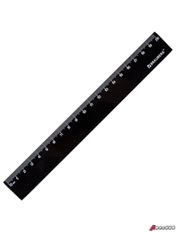 Линейка пластиковая 20 см BRAUBERG, непрозрачная, черная. 210775
