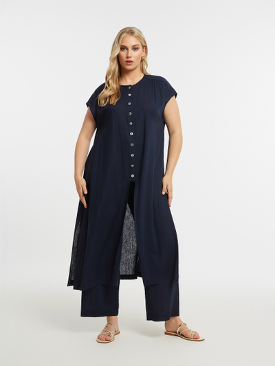 Платье-рубашка для полных женщин, цвет - темно-синий