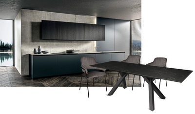 Diego черный/керамика черный мрамор 160(+40+40)х90