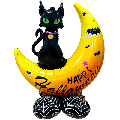 Шар 3D (49''/124 см) Фигура на подставке, Кошка на луне