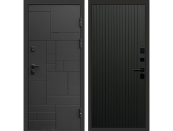 Дверь металлическая Квадро с панелью Flat черный кварц